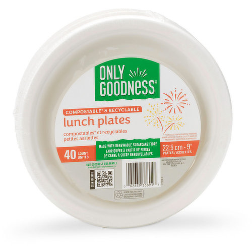 ONLY GOODNESS - Compostable Lunch Plates, 9in