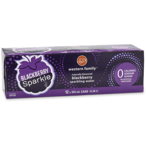 western Family - Sparkling Water, Blackberry Sparkle 355mL Cans