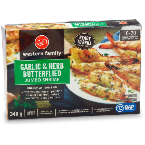 Western Family - Butterflied Jumbo Shrimp, Garlic & Herb - Save-On-Foods