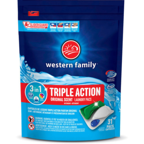 Western Family - Triple Action Laundry Detergent Pacs, Original