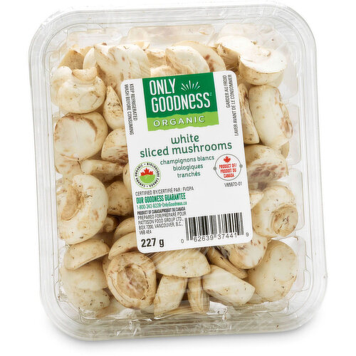 ONLY GOODNESS - Organic Sliced White Mushrooms