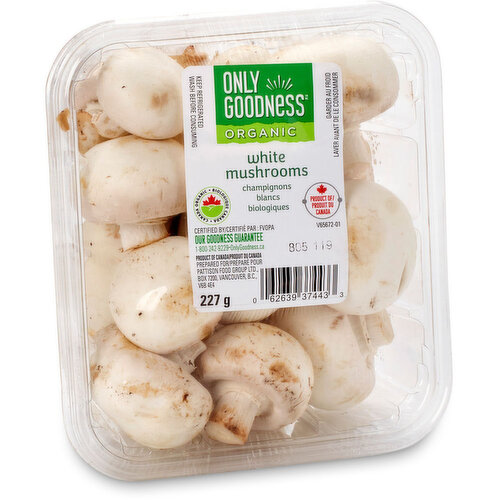 Only Goodness - White Mushrooms, Medium, Organic.