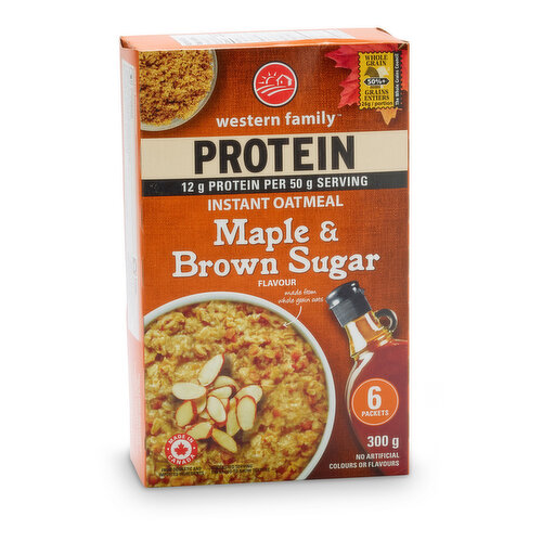 Western Family - Protein Instant Oatmeal, Maple & Brown Sugar Flavour