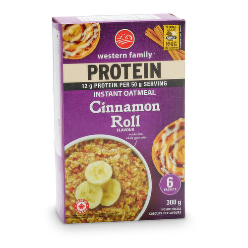 Western Family - Protein Instant Oatmeal, Cinnamon Roll Flavour