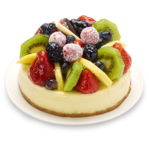 New York Cheesecake on Graham Cracker Crust with Fruit Toppings. Truly Delicious Dessert.