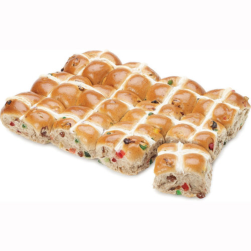 Baked Fresh in Store. Made with fruit and cross on top.