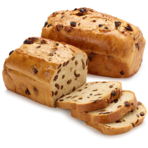 This Homestyle inspired Raisin Bread is made with wholesome ingredients and bursting with juicy and sweet raisins. Nothing says comfort as a great slice of raisin bread for breakfast. Enjoy toasted with butter or your favorite preserve.