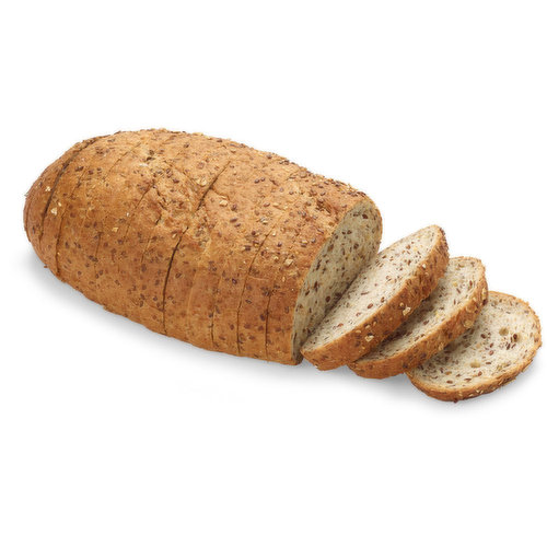 This Multigrain bread is made with 100% Canadian Wheat and grains that include flaxseed, rye, barley, sunflower, sesame seeds and oats. It is an excellent source of fibre.