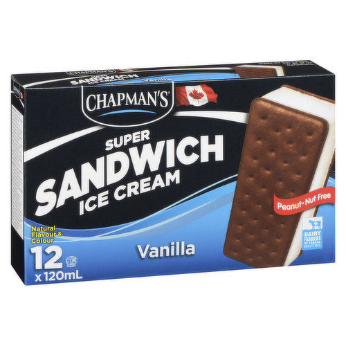 12x120ml Ice Cream Sandwiches. Peanut Free.