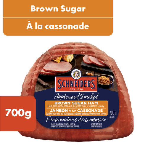 With a classic taste that family and friends will love, Schneiders Applewood Smoked Brown Sugar Ham is intensely flavourful. This boneless ham is sourced from select cuts of pork for just the right ratio of meatiness and juiciness. The ham is then blended with brown sugar and smoked over applewood, giving it a subtle, nutty sweetness. Great sliced in sandwiches or roasted whole, this brown sugar ham is a versatile favourite with the perfect blend of sweet and savoury. Since 1890, Schneiders Foods has established a rich heritage of original and authentic recipes, using premium ingredients and taking all the time needed to honour the origin and inspiration of each recipe. Quality never gets old.
