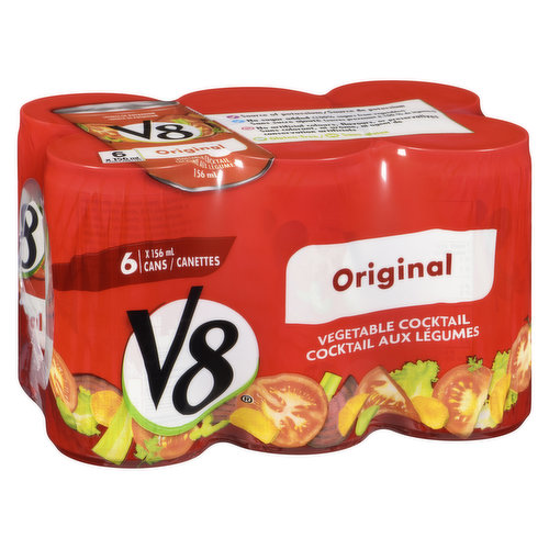 A delicious & easy way to enjoy 2 full servings of veggies in every 250mL cup. Its made from a blend of garden vegetables  tomatoes, carrots, celery, beets, parsley, lettuce, watercress, & spinach. No sugar added. No preservatives or artificial colours. Source of 6 sssential nutrients. Contains 6X156ml cans.