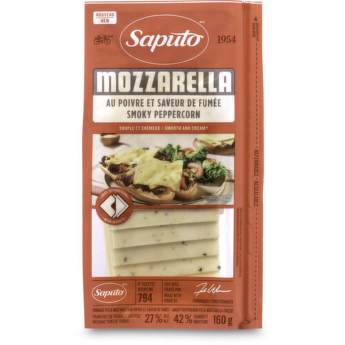 Saputo - Mozzarella Smoky Peppercorn Cheese Slices