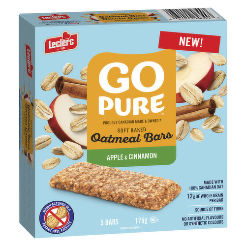 GO PURE - Soft Baked Oatmeal Bars, Apple & Cinnamon