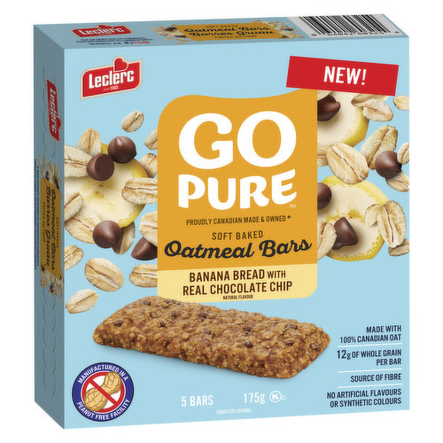 GO PURE - Banana Bread with Real Chocolate Chip Oatmeal Bars