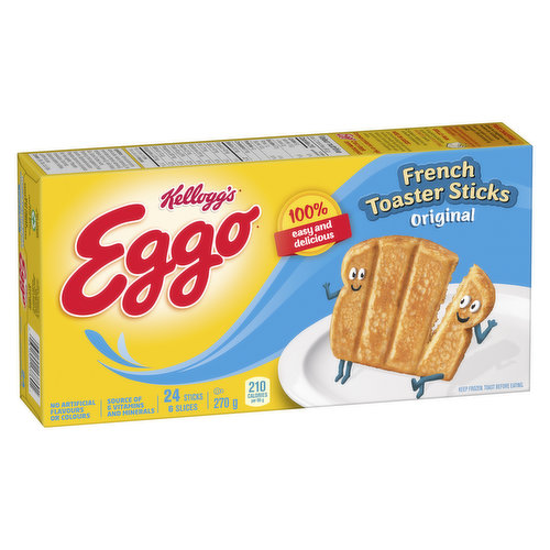 With the classic French Toast flavour & delicious taste, its bound to make hectic mornings a little easier!No aftificial flavours or colours. Kosher. 6 slices, 24 sticks.