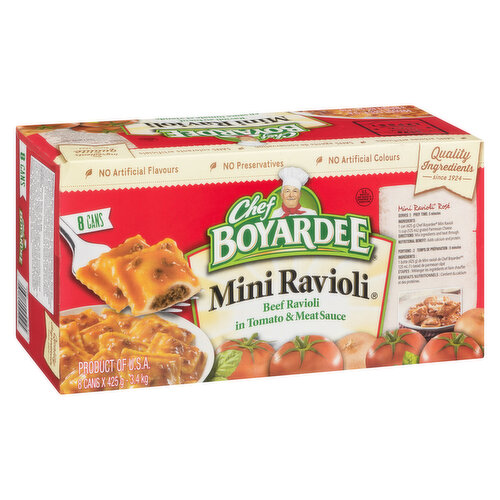 Chef Boyardee - Mini Beef Ravioli in Tomato & Meat Sauce, Pack of 8