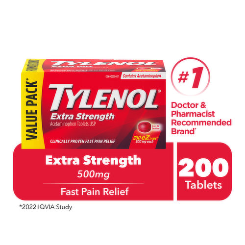 Acetaminophen Tablets For Fast Relief of : Headache, Pain, Fever. Easy to Swallow eZ Tabs.