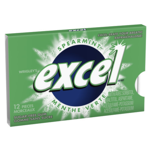 Excel - Spearmint Sugar Free Chewing Gum, 12 Pieces