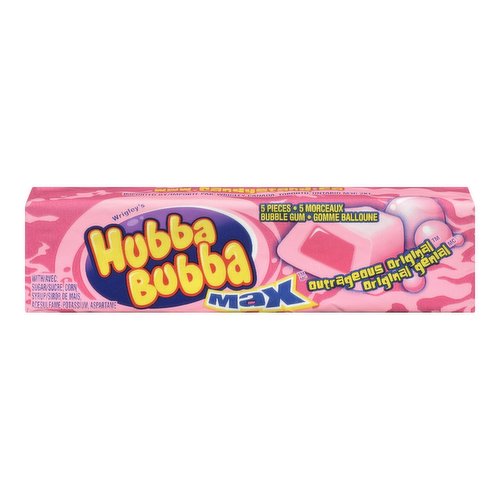 Outrageous original bubble gum flavour with that beloved bubble gum taste. Individually wrapped, soft, chewy bubble gum.