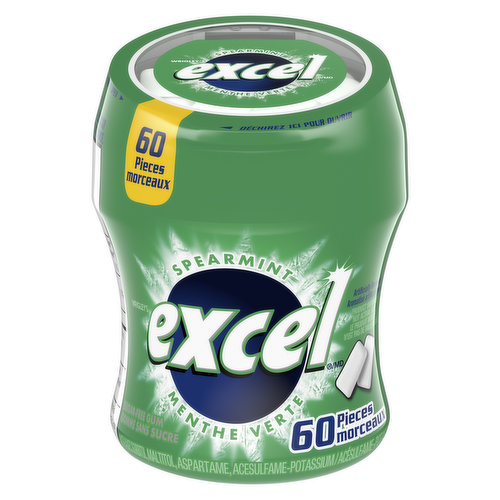 60 Pieces of Sugar Free Gum. Excel into your daily routine to kick bad breath to the curb! Excel provides a fast, effective and long lasting breath freshening solution.