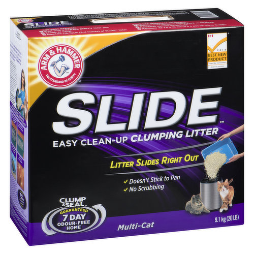 Litter Slides Right Out. Doesn't Stick to Pan. No Scrubbing. Clump & Seal 7 Day Odour Free Guaranteed. For Multi Cat.