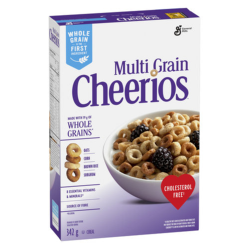 Multi Grain Cheerios delivers the perfectly balanced combination of nutrition and taste with 5 whole grains and essential nutrition to help get you through the day. No artificial colours or flavours.