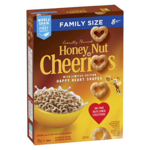 Honey Nut Cheerios Breakfast Cereal, Family Size, Whole Grains, 725 g, 725  g 