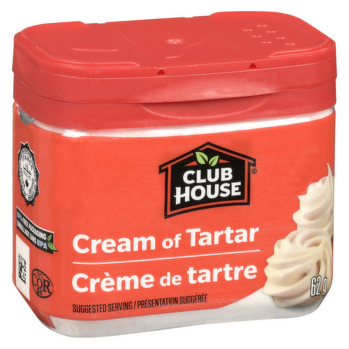 Club House cream of tartar is a fine white powder, that produces a creamier texture in frosting, candy, and gelatin desserts.