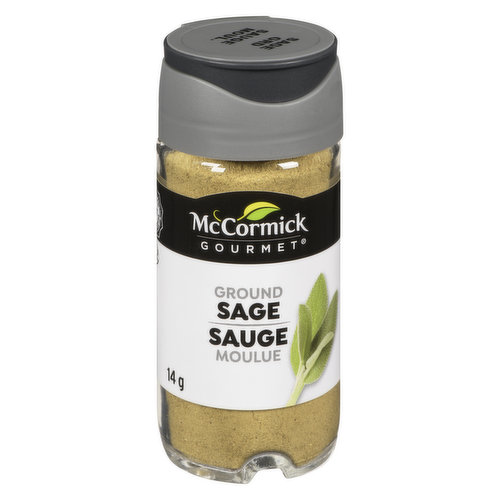 Sage is the silvery-gray dried leaves of an evergreen shrub of the mint family. Native to the Mediterranean area, McCormick Ground Sage starts with hand-picked leaves with bright herb flavor and piney aroma, perfect for poulty, pork and stuffing.