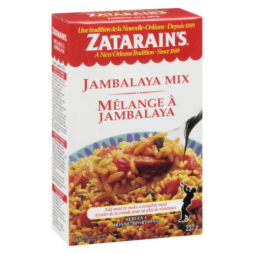 A New Orleans Tradition Since 1889. Zatarain's Jambalaya Mix is a Creole Dish of Spanish and French Origin Made with Rice, Spices and Your Choice of Meat to Make a Complete Meal.