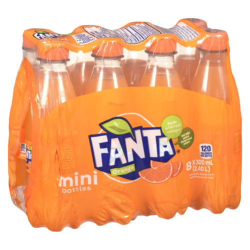 Naturally flavoured sparkling beverage with 5% orange juice from concentrate.