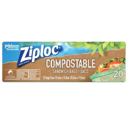 These bags offer trusted Ziploc Brand quality to keep food fresh. They're perfect on the go and can be used to store sandwiches, fresh fruits and vegetables. Afterward, they canbe composted through most curbside commercial composting programsthat accept food scraps and compostable bags.