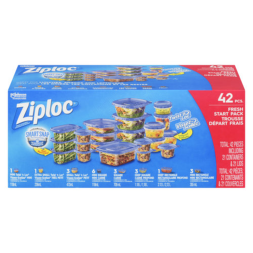 Ziploc 70935 Food Container, 24 oz Capacity, Plastic, Cle