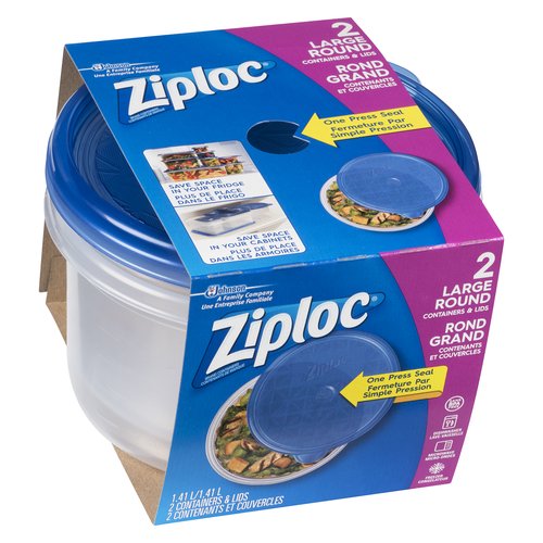 Ziploc Containers With Lids, Large Bowl, 2 containers