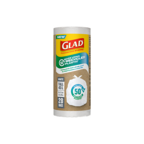 Glad - White Tall 50% Recycled Plastic Garbage Bags