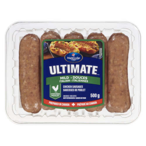This mouthwatering chicken sausage is made with a delicious blend of Italian herbs and spices. Simple, real ingredients and proudly prepared in Canada. High-in-protein and less fat than pork sausages. Gluten free and nitrate free.