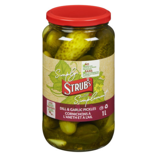 Our pickles are made with Canadian cucumbers first. As the largest pickle producer in Canada, Strubs is proud to support local farmers and a healthy Canadian economy.Fresh ingredients. Authentic flavours.