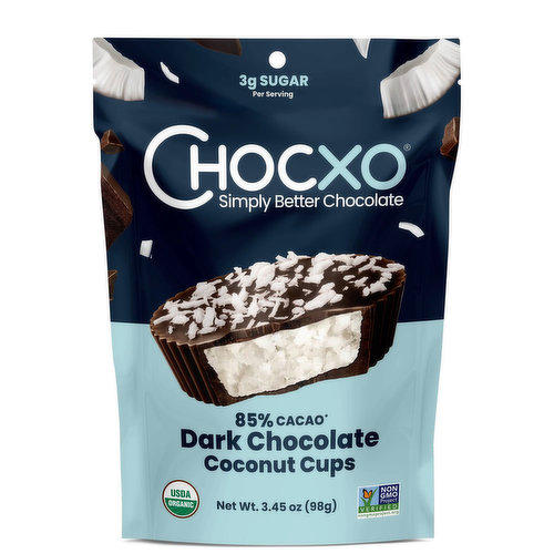 ChocXO - Dark Chocolate Cups Coconut Organic