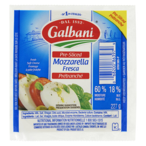 Galbani - Mozzarella Fresca Cheese Pre Sliced - Save-On-Foods