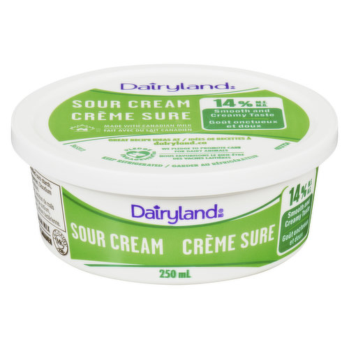 Smooth and Creamy Texture. With its delicious, tangy taste, Dairyland Sour Cream adds a creamy kick to your entrees, sauces and dips.