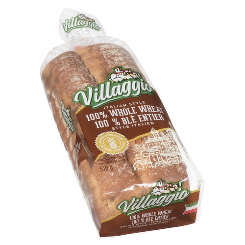 Villaggio - Bread, 100% Whole Wheat Italian Style Thick Slice