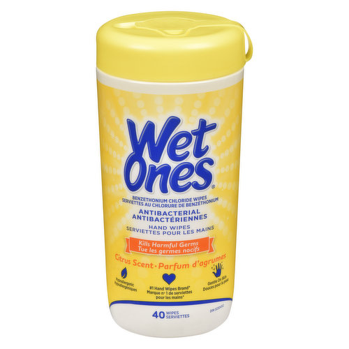 Wet Ones Antibacterial Hand Wipes, Citrus Scent, 40 Count (Pack of 6)