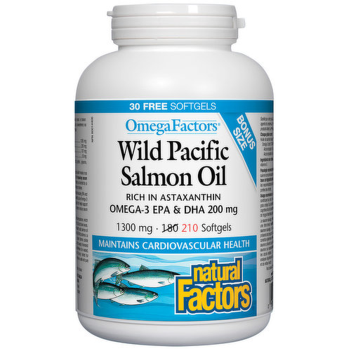 Natural Factors - OmegaFactors Wild Pacific Salmon Oil 1000mg Bonus
