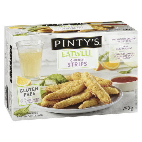 Chicken breast strips, seasoned, fully cooked. Gluten free, No artificial colours or flavours,<br />Extra lean