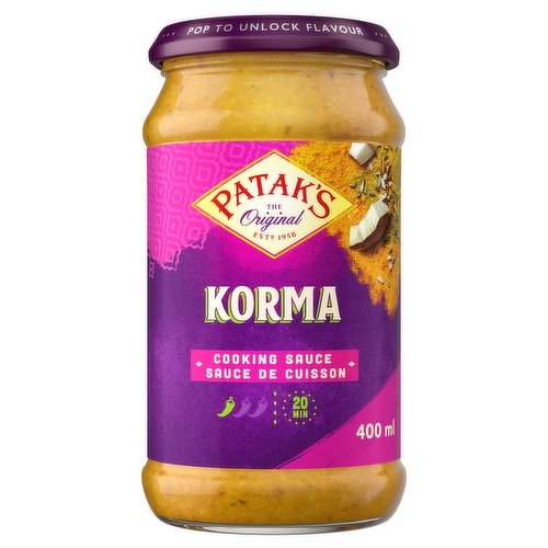 Korma Cooking Sauce is a Canadian favourite. This mild and creamy coconut sauce is inspired by northern Indian cuisine and has a rich and delicate spice blend to bring your authentic curry dish together in just a few minutes.