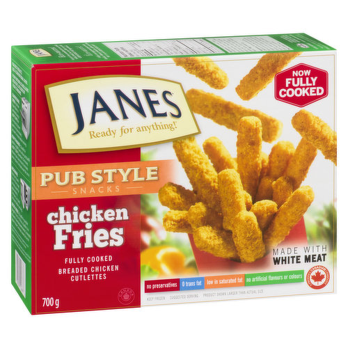 Frozen, Fully Cooked Breaded Chicken Cutlettes. Made with White Meat. No Preservatives, 0 trans fat, Low in Saturated Fat, No Artificial Flavours or Colour