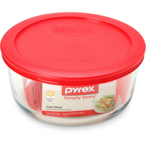 Pyrex 3.4 Cup Meal Box Meal Prep Glass Divided Storage Container Reusable  Red