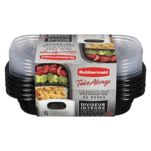 The set includes 5 Bases & 5 seals. The divided 3.7 cup storage containers are great for portion controlled meal prep. Seals provide & audible click to let you know they are closed. Easy Stacking.