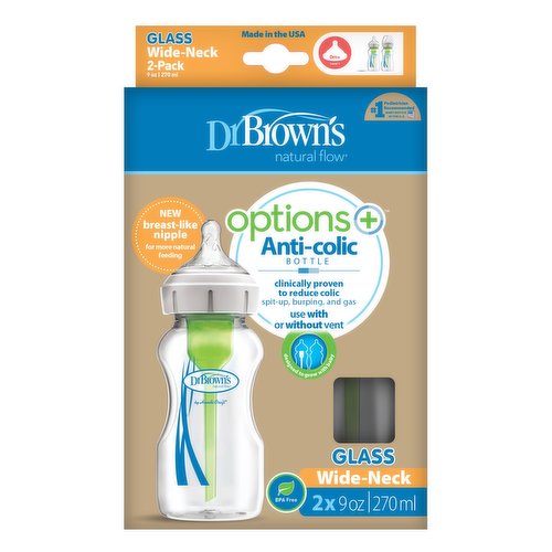 Dr Browns - Wide Neck Glass Bottles - 9 oz Anti-Colic