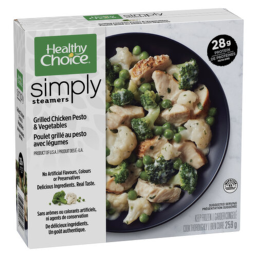 Healthy Choice Simply Steamers Grilled Chicken Pesto Vegetables   00072655454682 